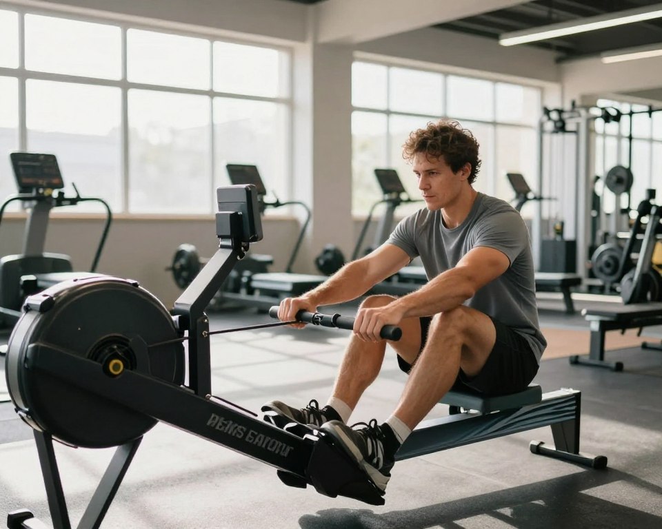 Un coach sportif montre comment régler l’intensité et la durée sur le panneau de contrôle d’un rameur. Un coach sportif montre comment régler l’intensité et la durée sur le panneau de contrôle d’un rameur.